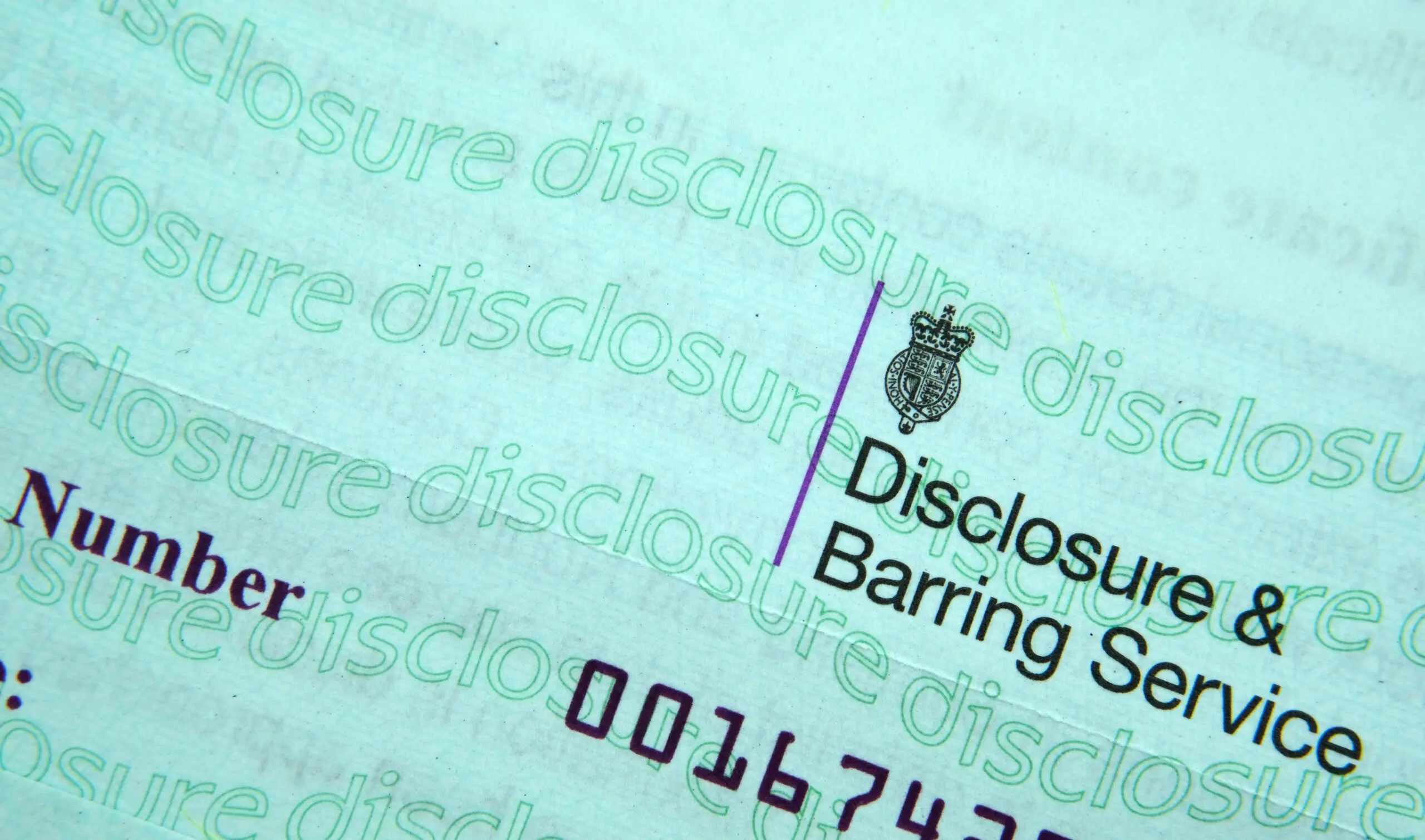 An image of a Disclosure and Barring Service document