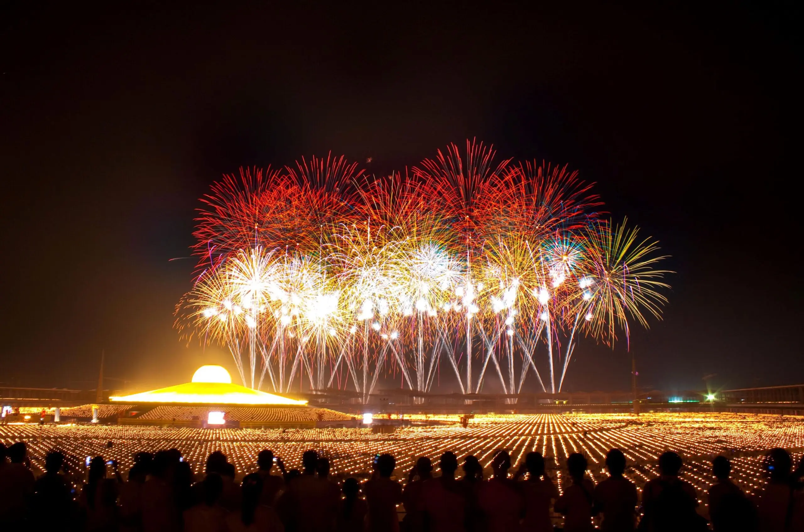 A large fireworks display