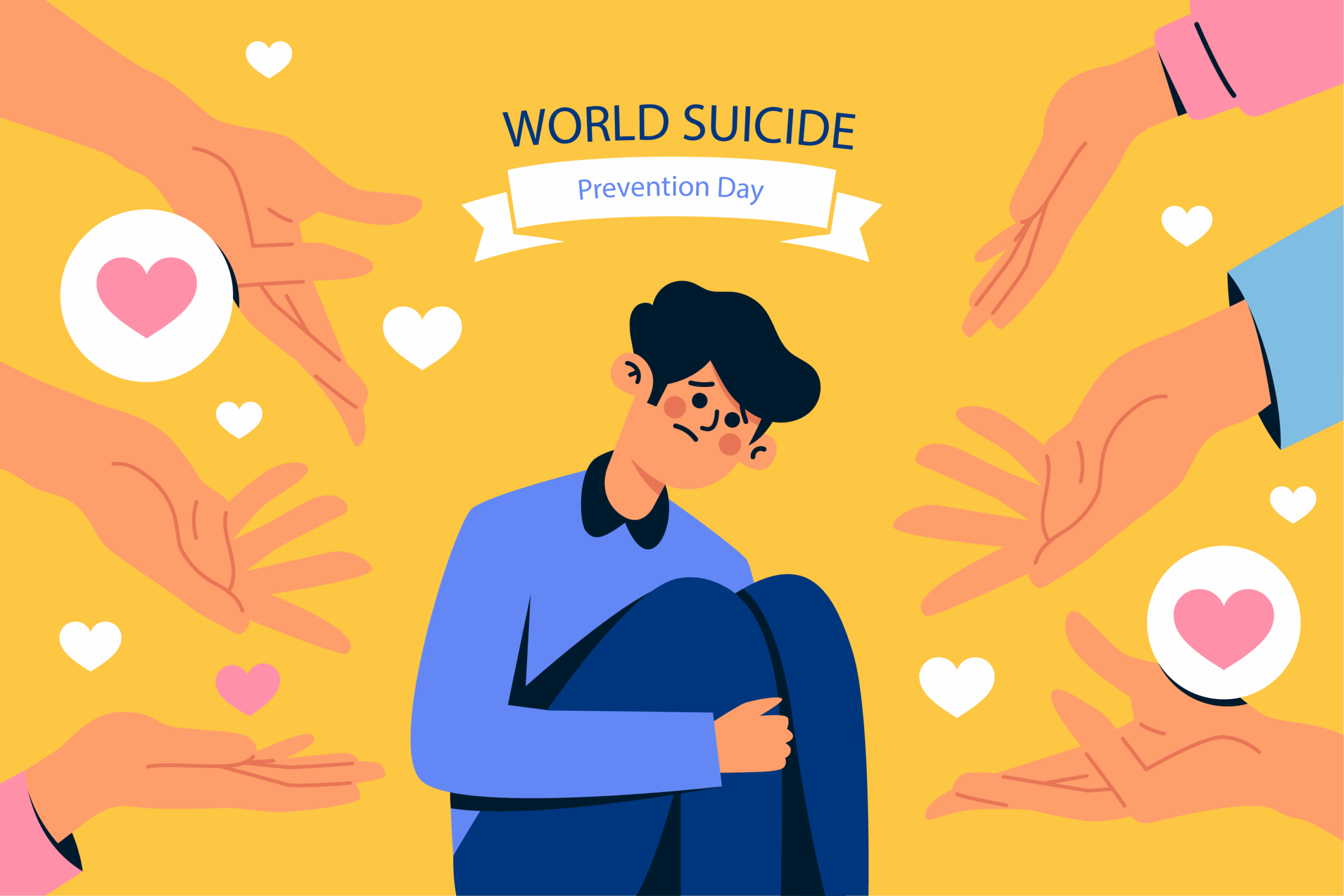People reaching out to an individual in distress