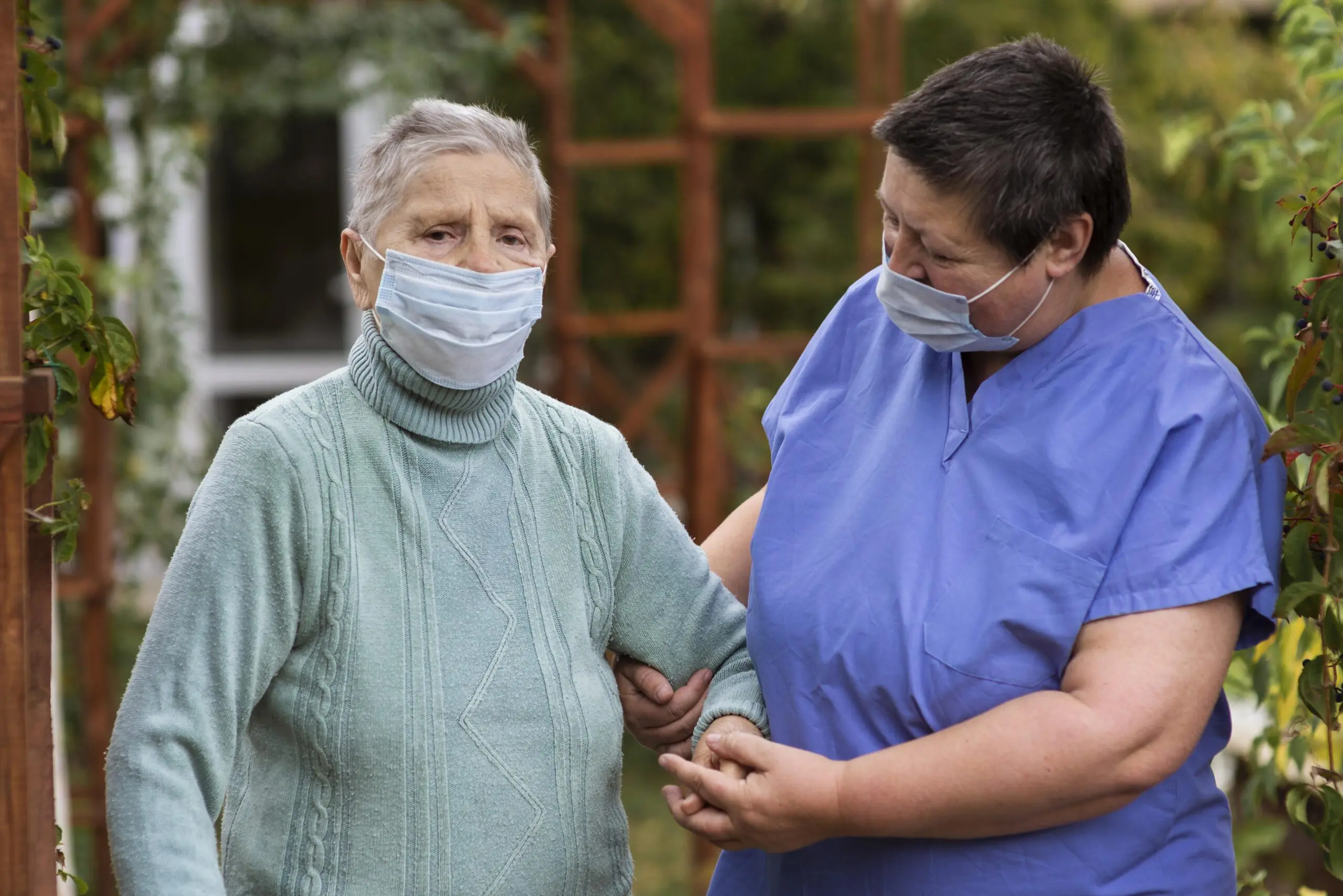 A carer assisting an individual