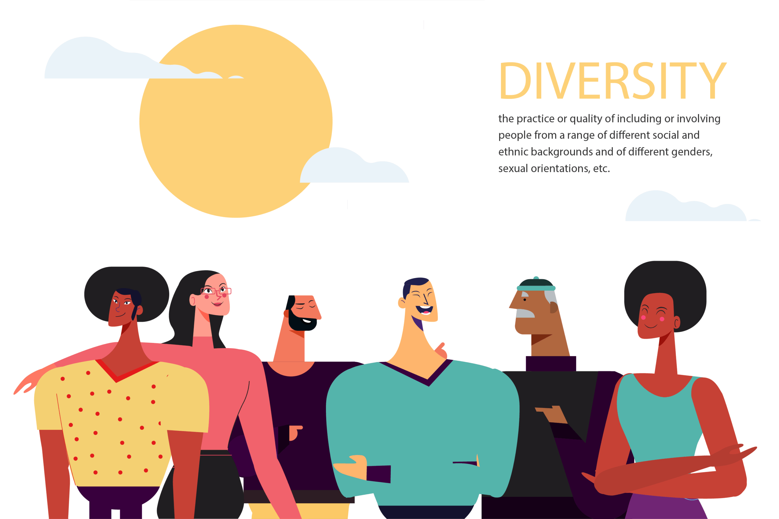 A selection of a diverse group of people, under the definition of diversity