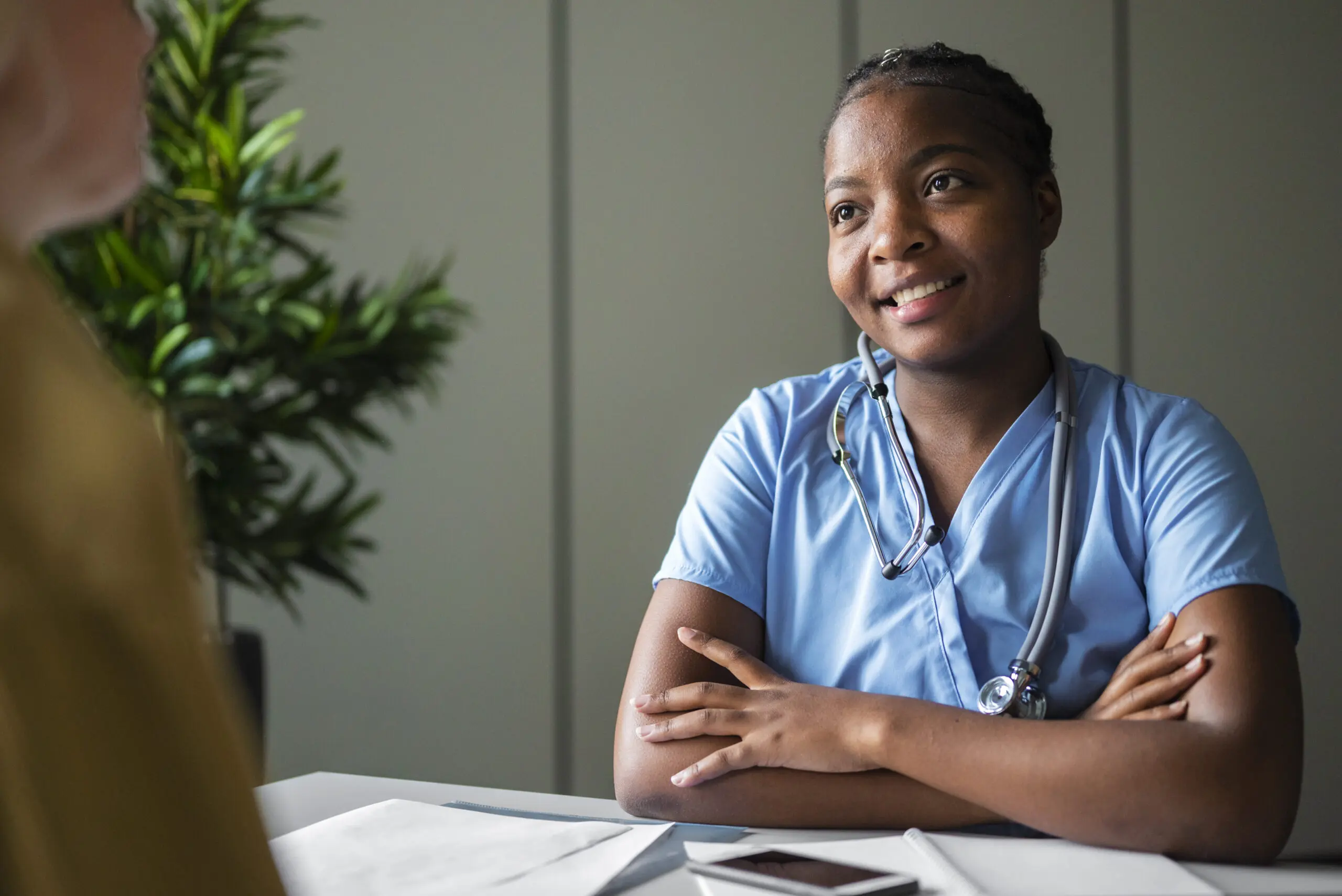 A care-worker-smiling-at-patient