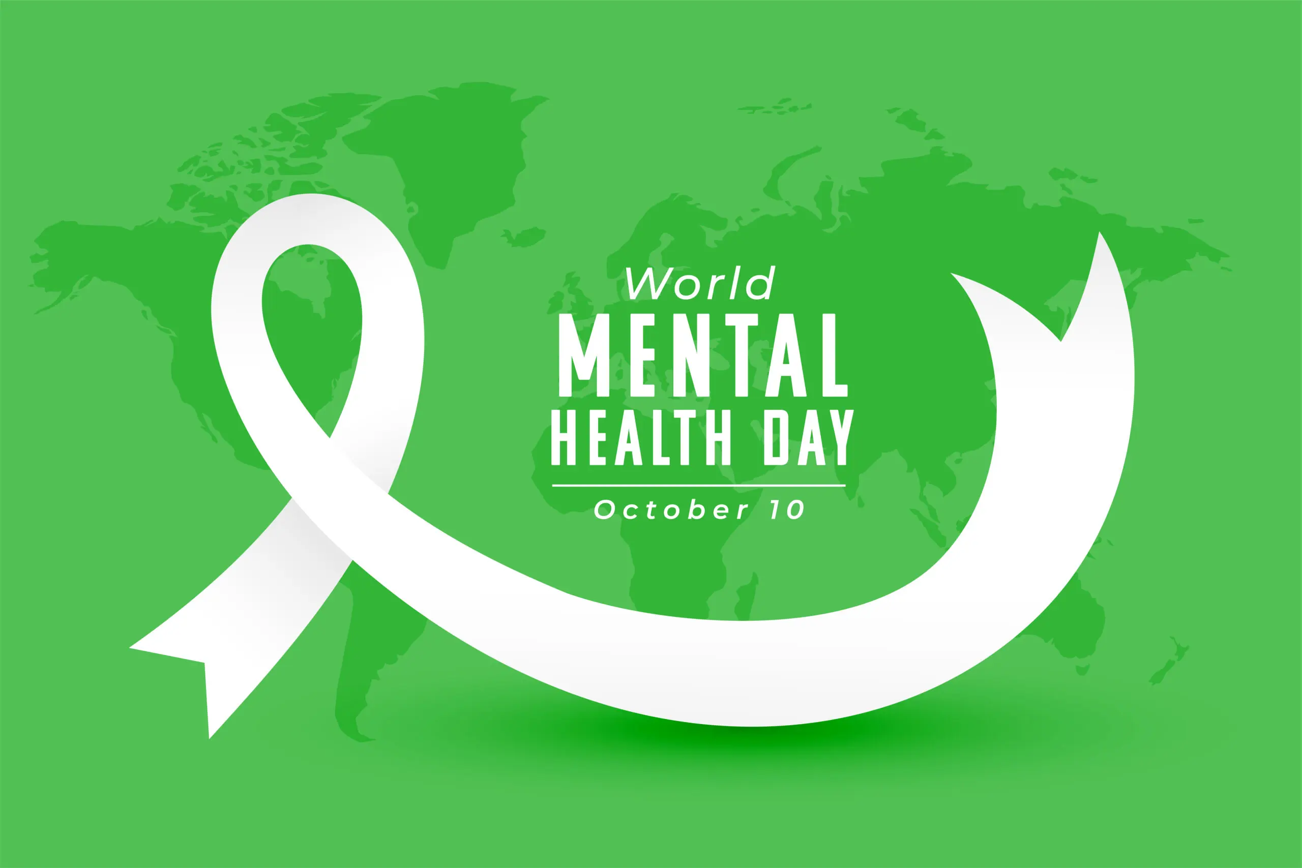 10th october mental health day poster with world map design vector