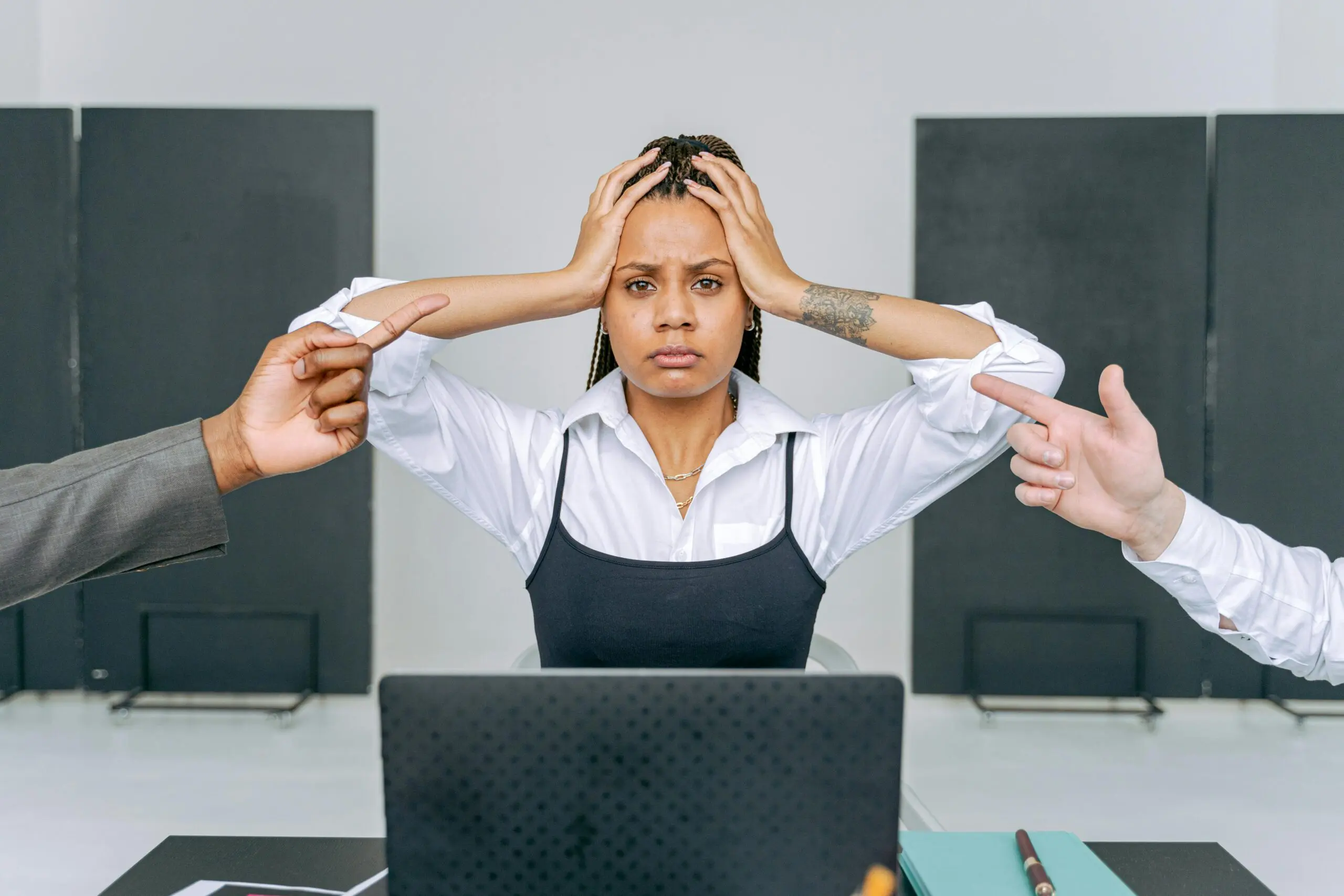 female worker experiencing the consequences of pressure being built up at work