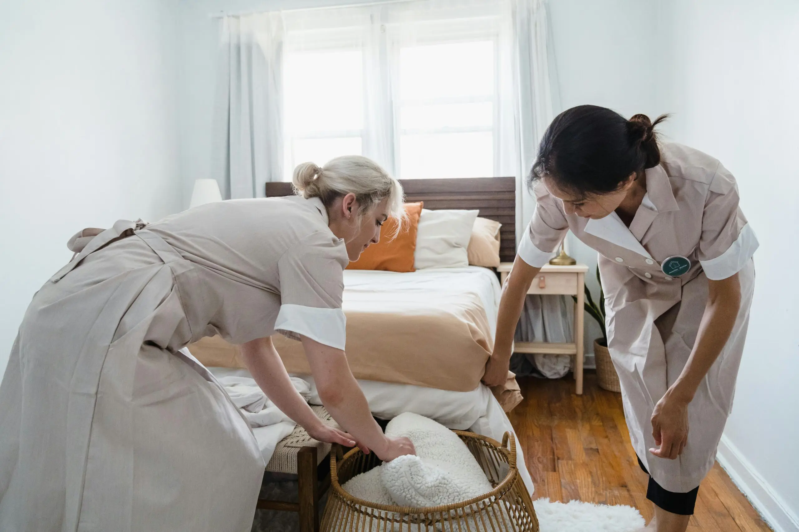 care workers working together to complete tasks for patients