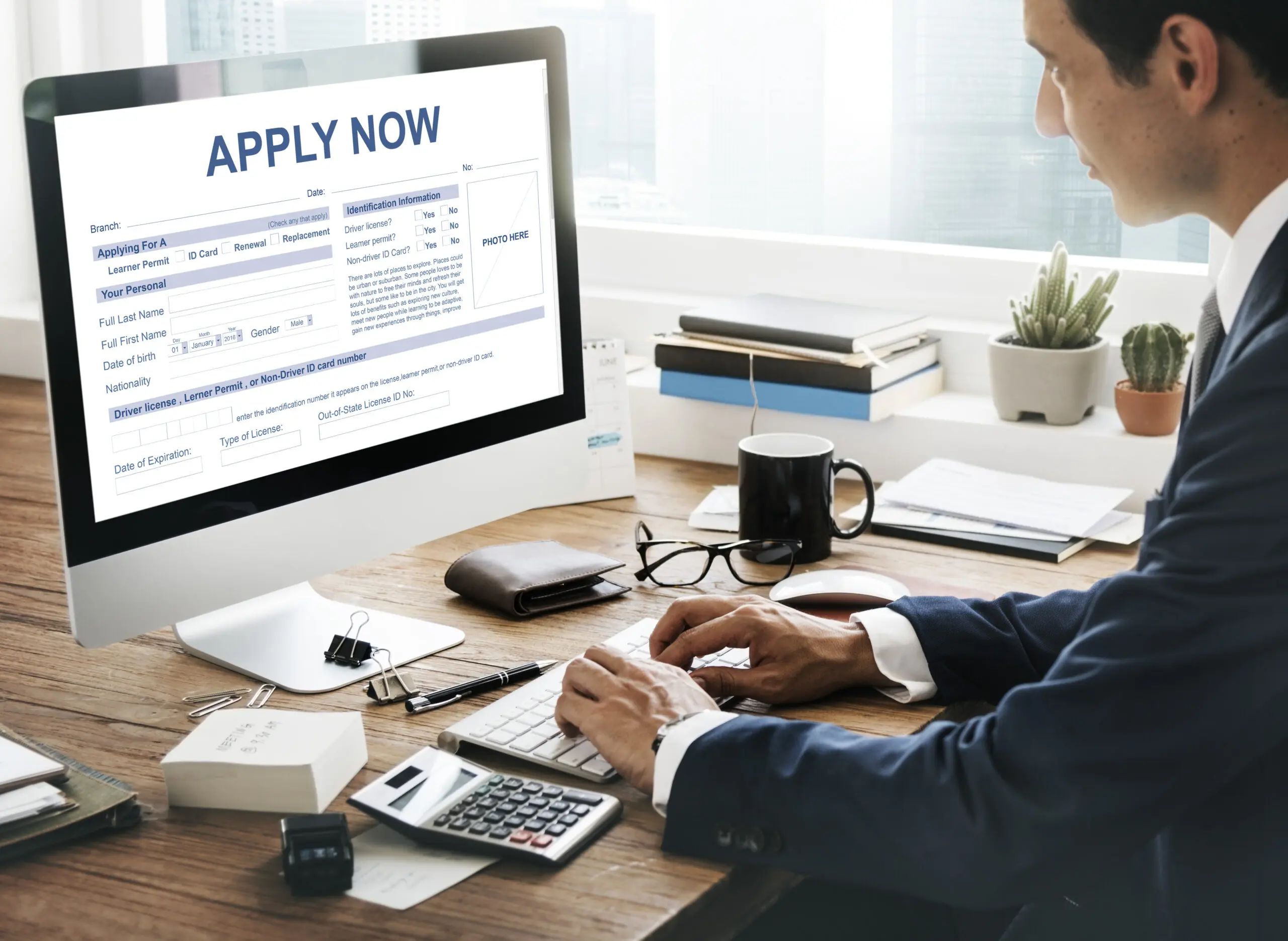 business man applying for a job