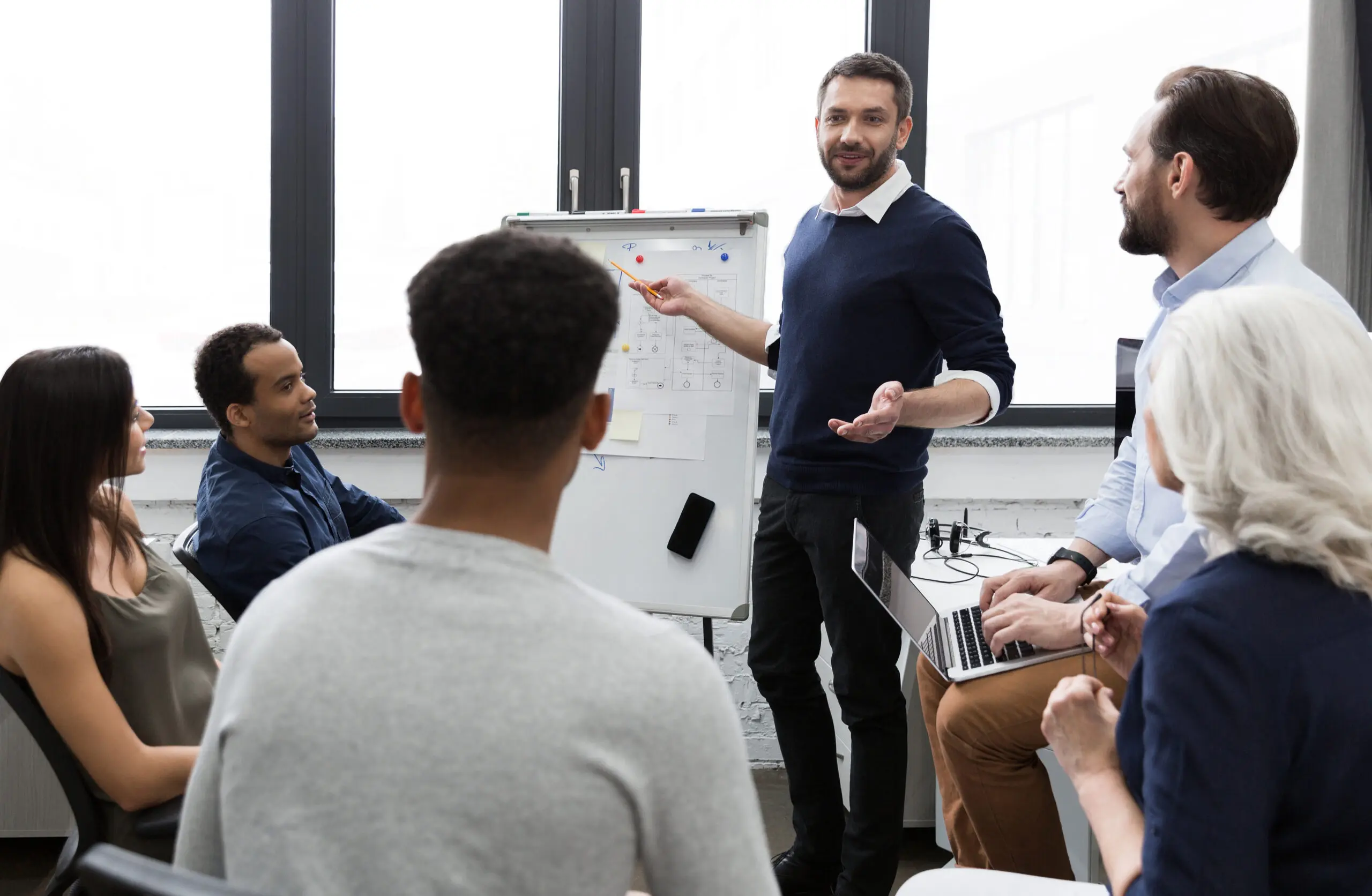 group of support workers in a training meeting