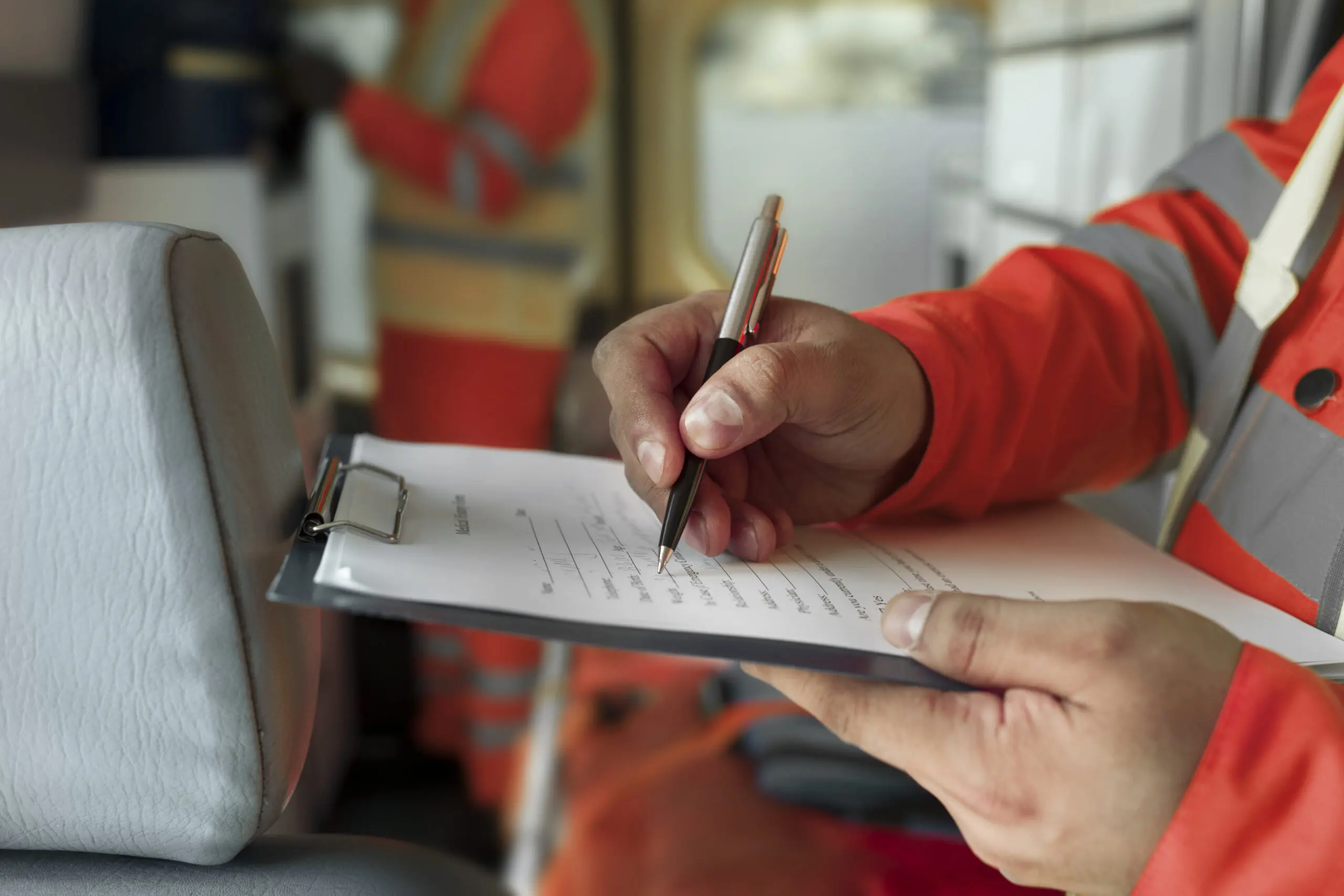 worker checking emergency procedures