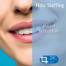 A close in of someone smiling at the camera. Overlaid are the words 'Halo Staffing, Buccal Midazolam' and underneath is a Skills For Care Endorsed Provider logo